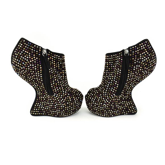GIUSEPPE ZANOTTI: Black Leather & Crystals Booties - Picture 8 of 10